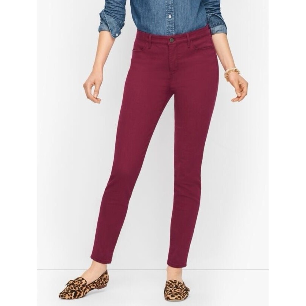 NWT Talbots Curvy Jeggings Womens 4P Burgundy High Waist Skinny Leg Ankle Pants